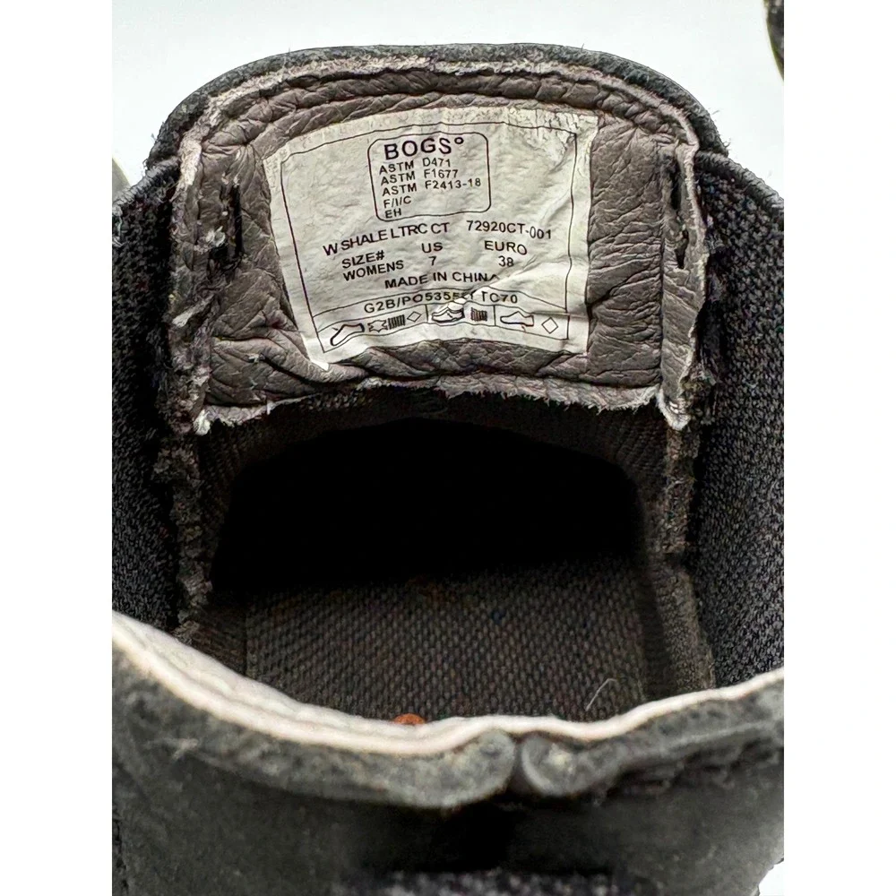 Bogs Womens Shale Leather CT Waterproof Work Boots Black Size‎ 7